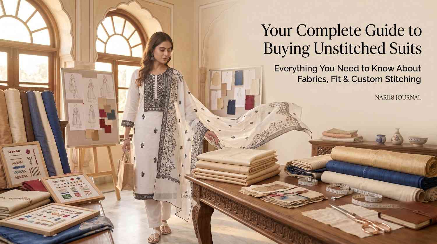 The Ultimate Guide to Buying Unstitched Suits Online India — Fabric, Fit & Custom Stitching