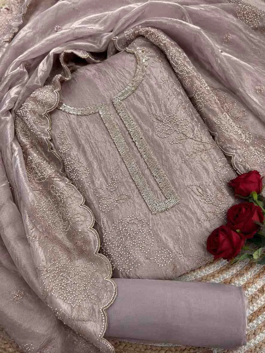 Celeste Pearl Heritage Unstitched Suit — Celeste Pearl Heritage Suit — thumbnail 3 | Nari18 Unstitched Suit