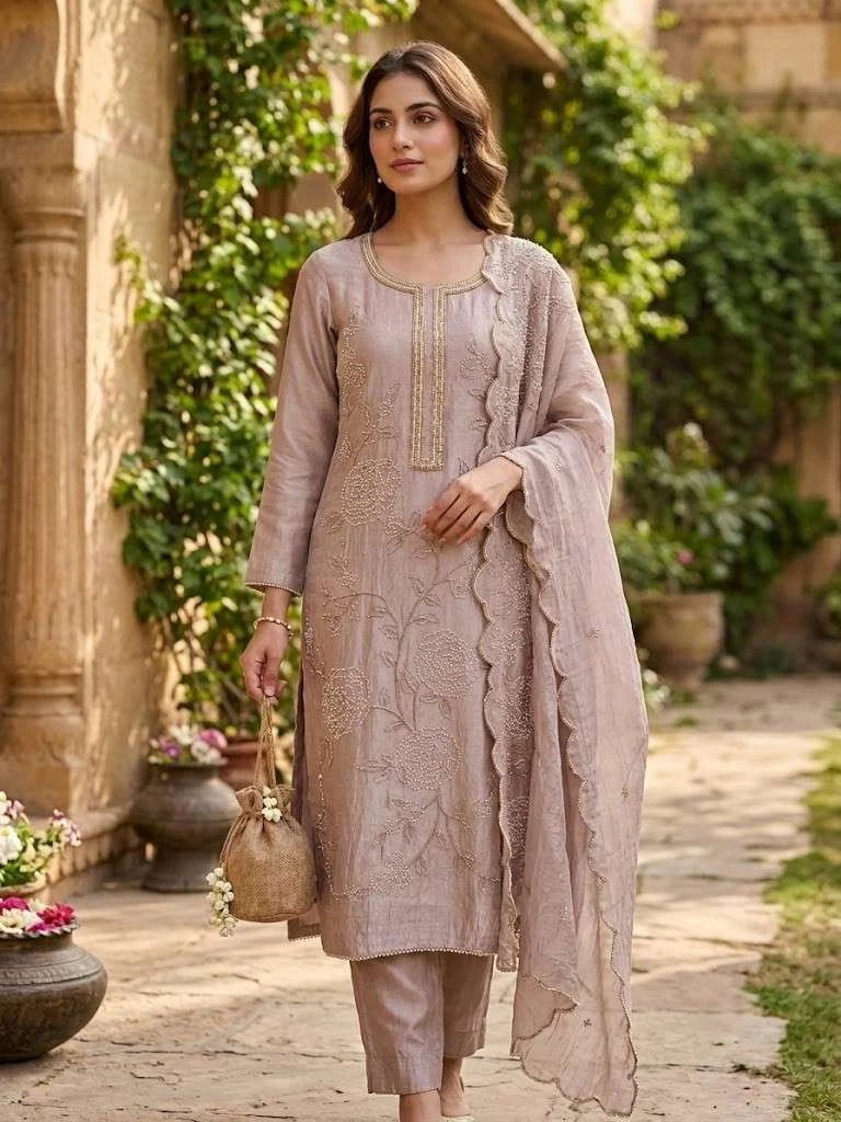 Celeste Pearl Heritage Unstitched Suit — Celeste Pearl Heritage Suit — Nari18 Unstitched Suit