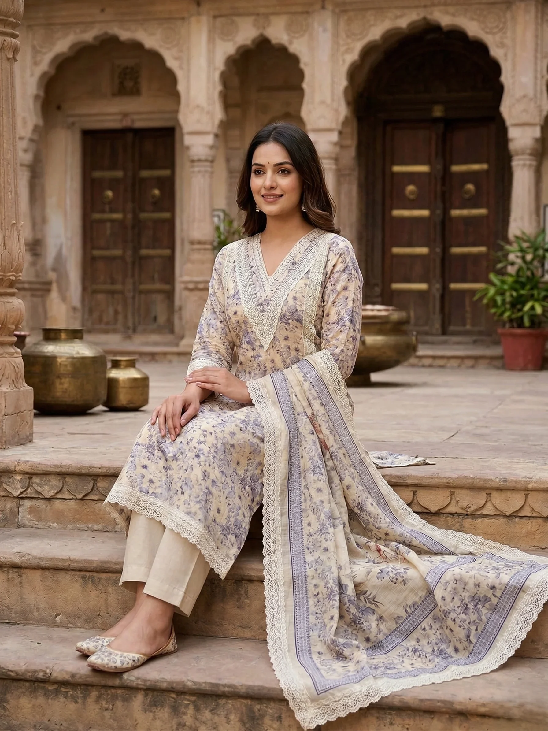 Elegant Cotton Unstitched Suit — Elegant Cotton Suit — Nari18 Unstitched Suit