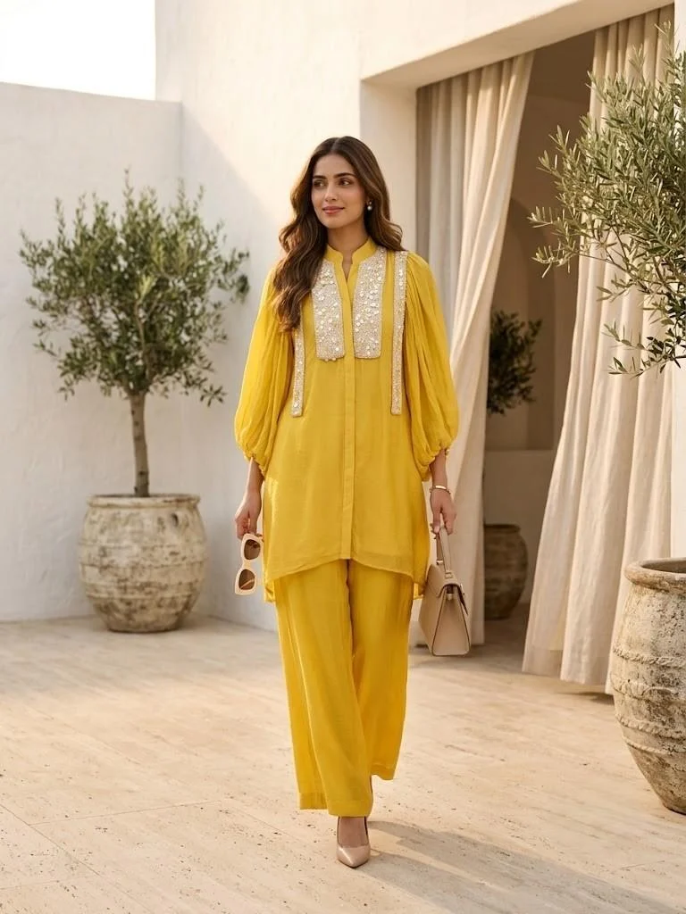 Golden Bloom Designer Set — Golden Bloom Designer Set — Nari18 Unstitched Suit