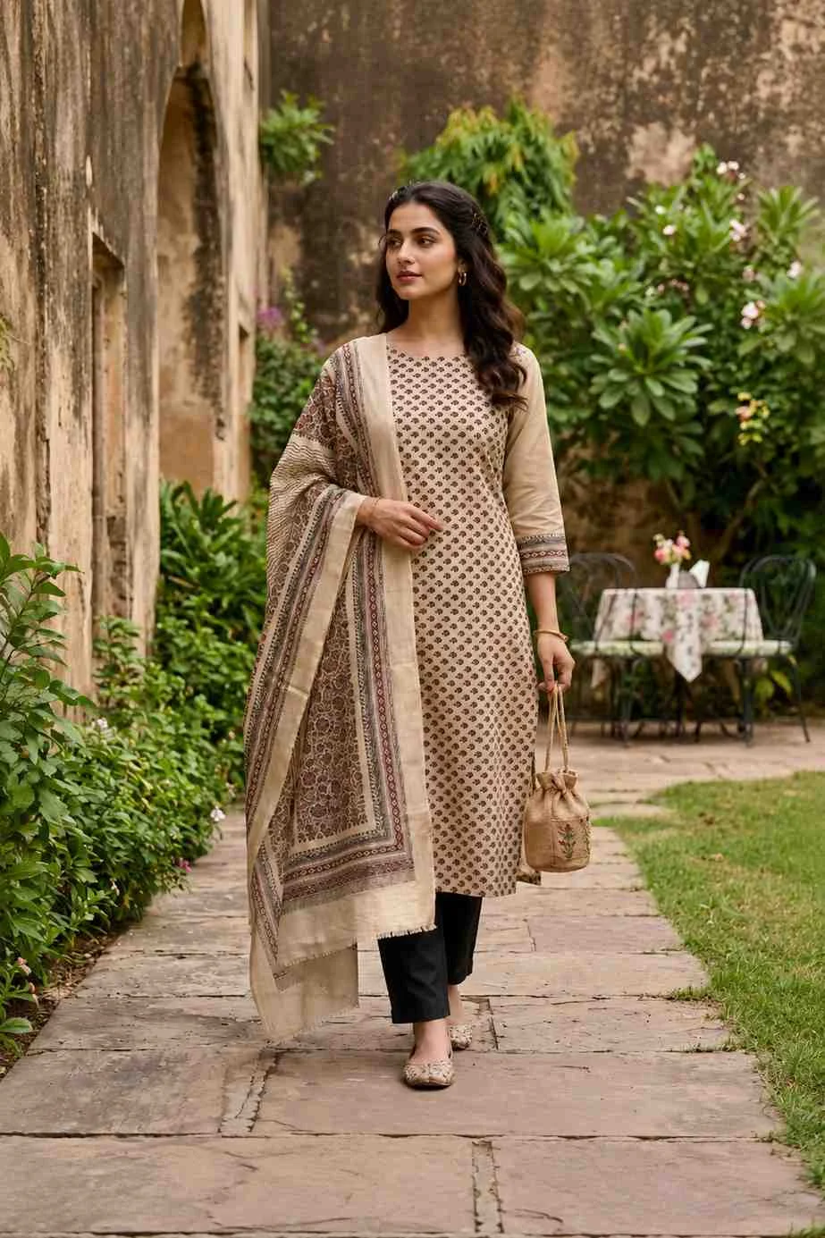 Gulnaar Chanderi Printed Unstitched Suit — Phoolkari Chanderi Unstitched Suit colour | Nari18