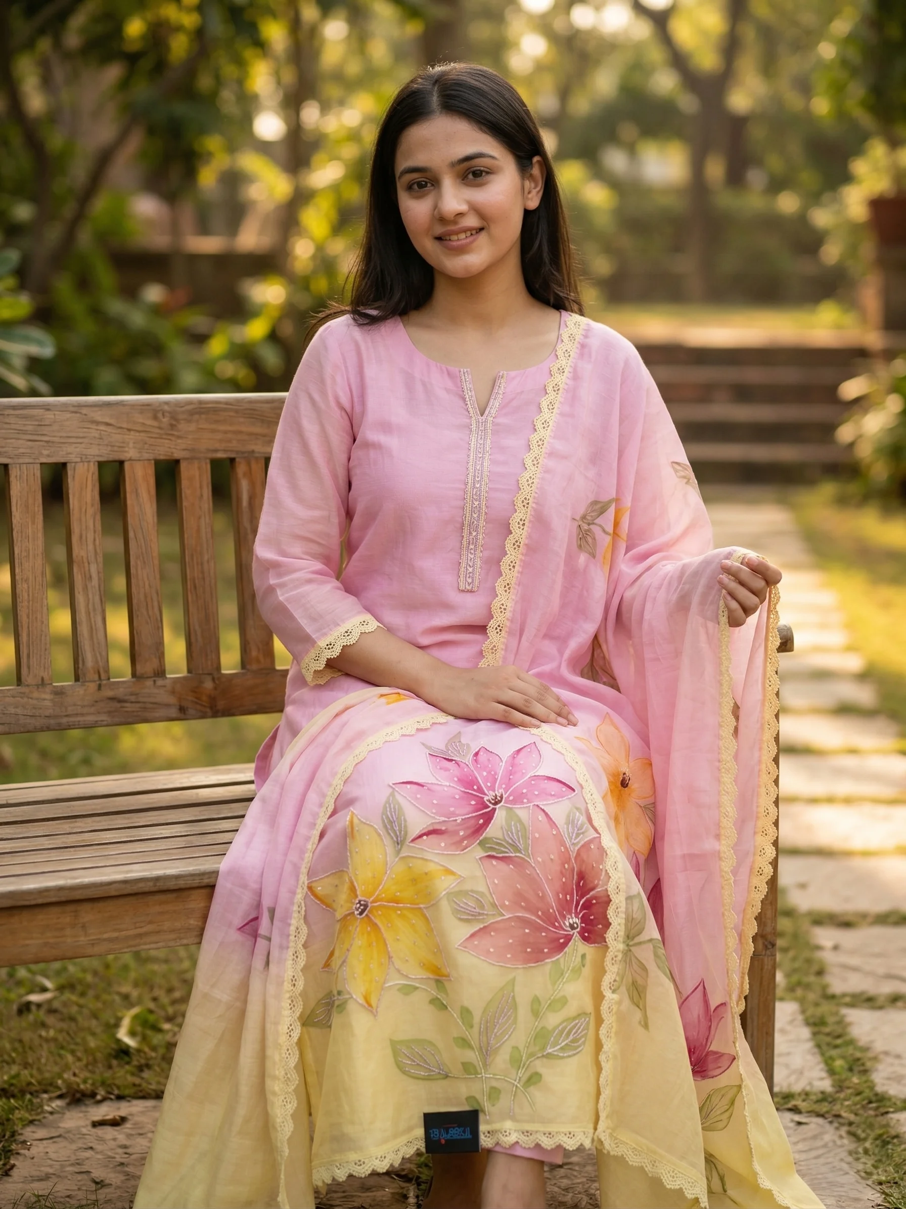 Hand-Painted Mul Cotton Unstitched Suit — Hand-Painted mul cotton Suit — Nari18 Unstitched Suit