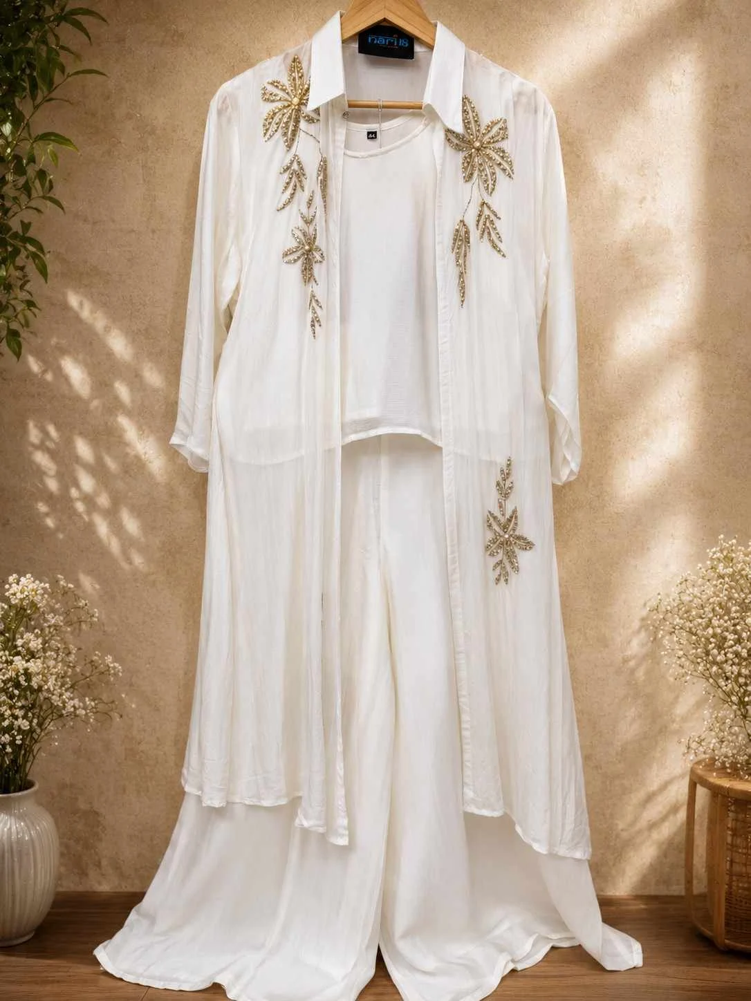 Ivory Luxe Organza Co-ord Set — Ivory Luxe Organza Co-ord Set — thumbnail 2 | Nari18 Unstitched Suit