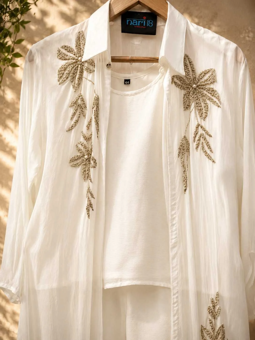 Ivory Luxe Organza Co-ord Set — Ivory Luxe Organza Co-ord Set — thumbnail 3 | Nari18 Unstitched Suit