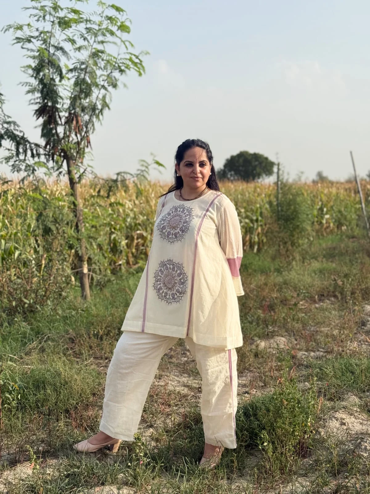 Mandala Cotton Jute Co-ord Set — Mandala Cotton Jute Co-ord Set — Nari18 Unstitched Suit