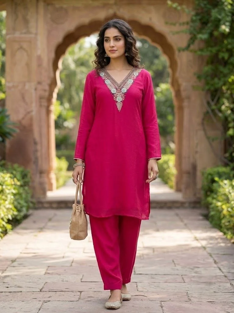 Pearl Ivory Chiffon Co-ord Set — Ruby Royale Chiffon Co-ord Set colour | Nari18