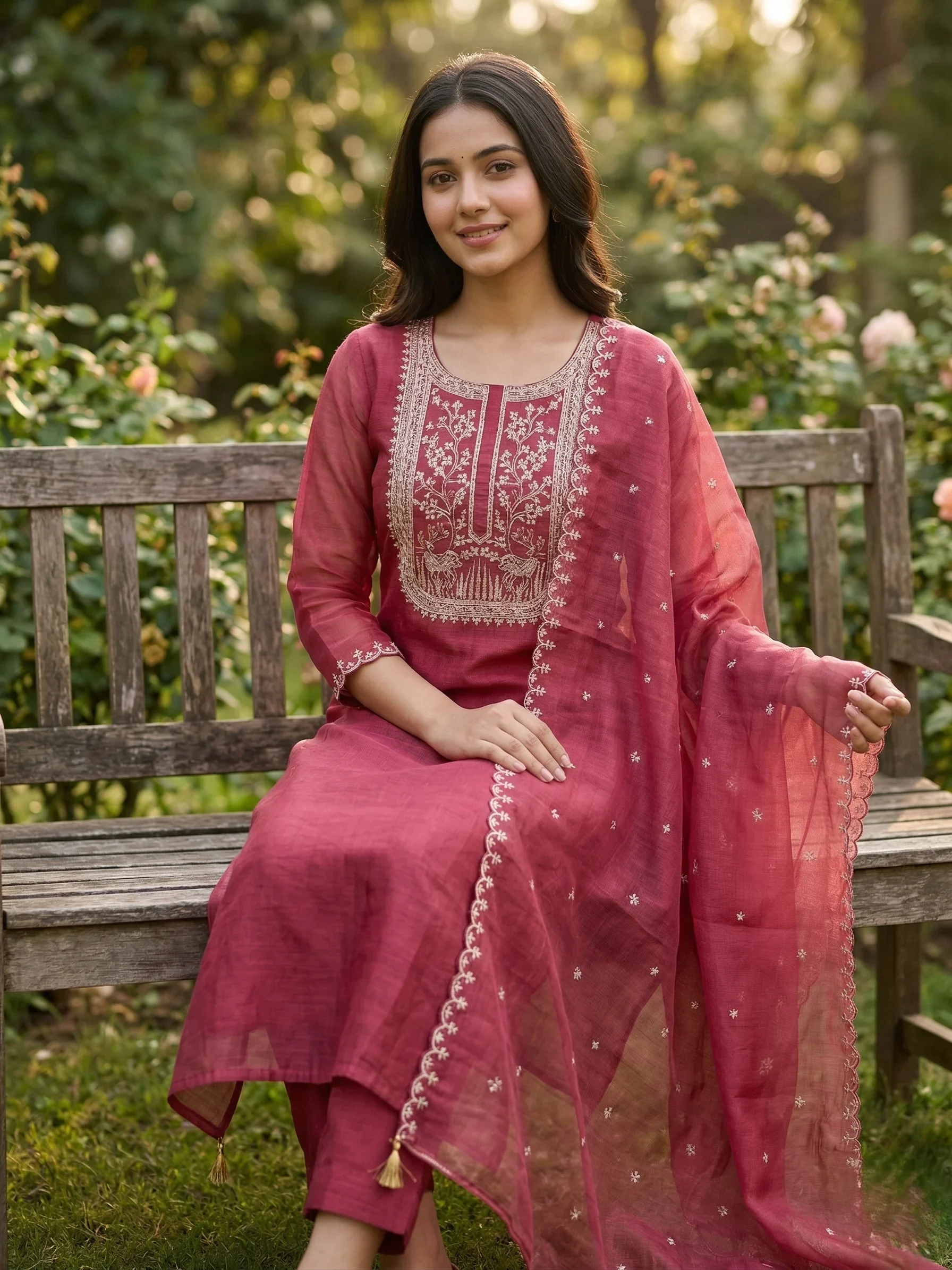 Rich Rose-Berry Pink Unstitched Suit — Rich Rose-Berry Pink Suit — Nari18 Unstitched Suit