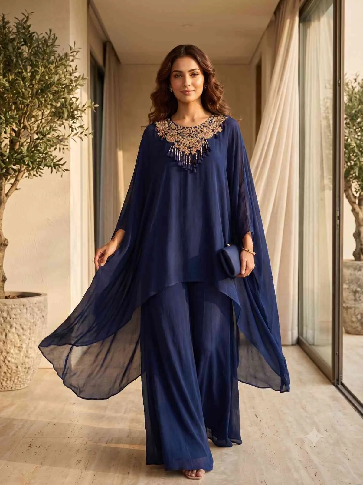 Royal Midnight Cape Set — Royal Midnight Cape Set — Nari18 Unstitched Suit