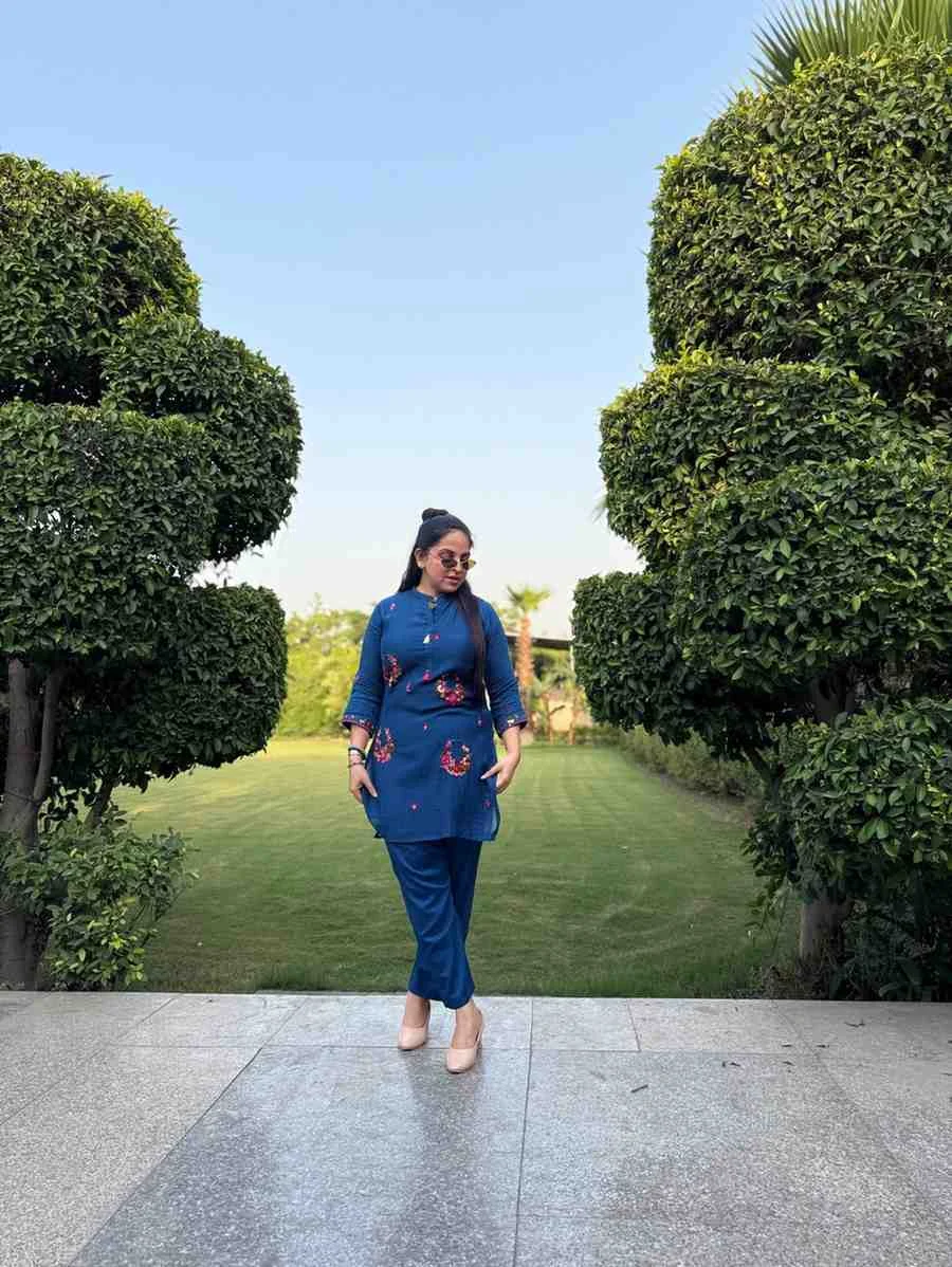 Royal Neel Handcrafted Mul Cotton Unstitched Suit — Royal Neel Handcrafted Mul Cotton Suit — Nari18 Unstitched Suit