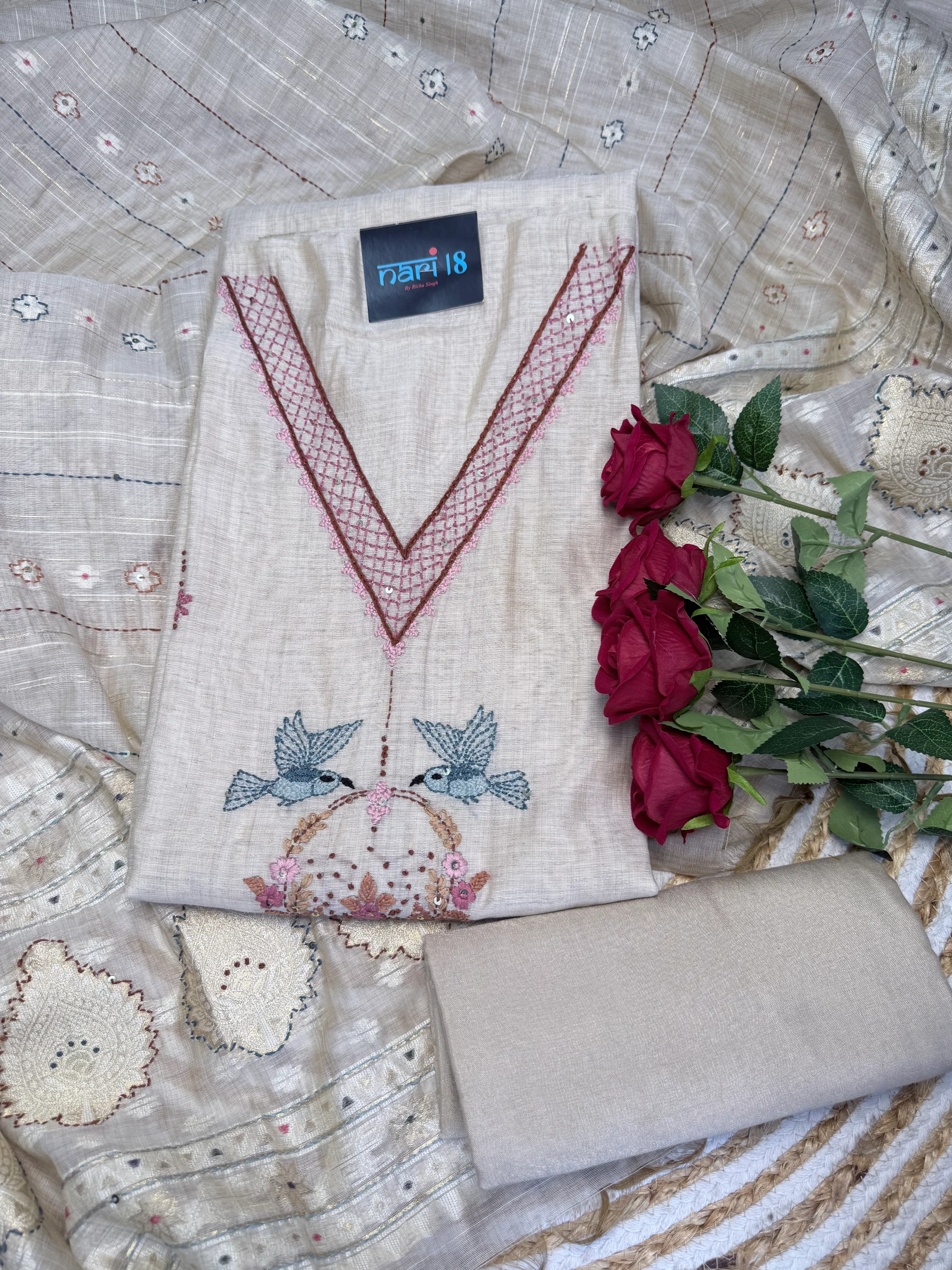 Soft Ivory/Natural Off-White colour Unstitched Suit — Soft natural ivory / off-white Suit colour | Nari18