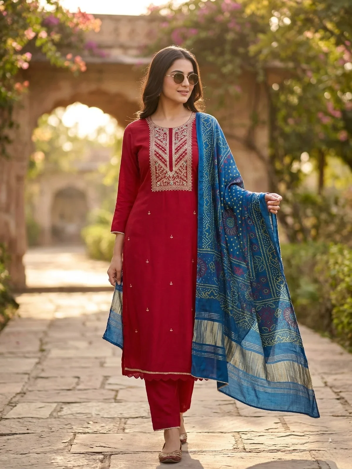 Vibrant Magenta Silk Unstitched Suit — Vibrant Magenta Silk Suit — Nari18 Unstitched Suit